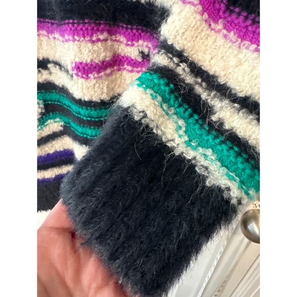 AMUR Lorelle Teddy Striped Sweater Dress Wool Alpaca Blend Size M Mini Winter - Picture 9 of 10